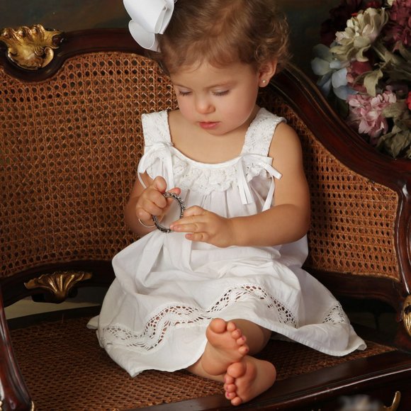 Strasburg Bella Luna White Cotton LIKE NEW Dress Crocheted Lace Beach Portrait - Picture 6 of 6